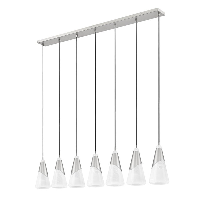 Z-Lite Aimie 7 Light Linear Chandelier, Brushed Nickel/White Swirl