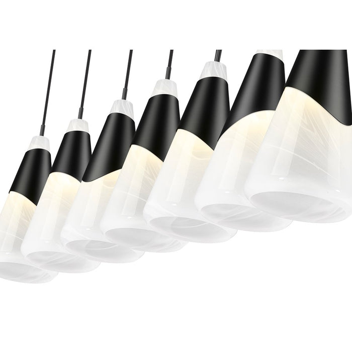 Z-Lite Aimie 7 Light Linear Chandelier, Matte Black/White Swirl