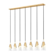 Z-Lite Aimie 7 Light Linear Chandelier, Modern Gold/White Swirl - 828P7-7L-MGLD