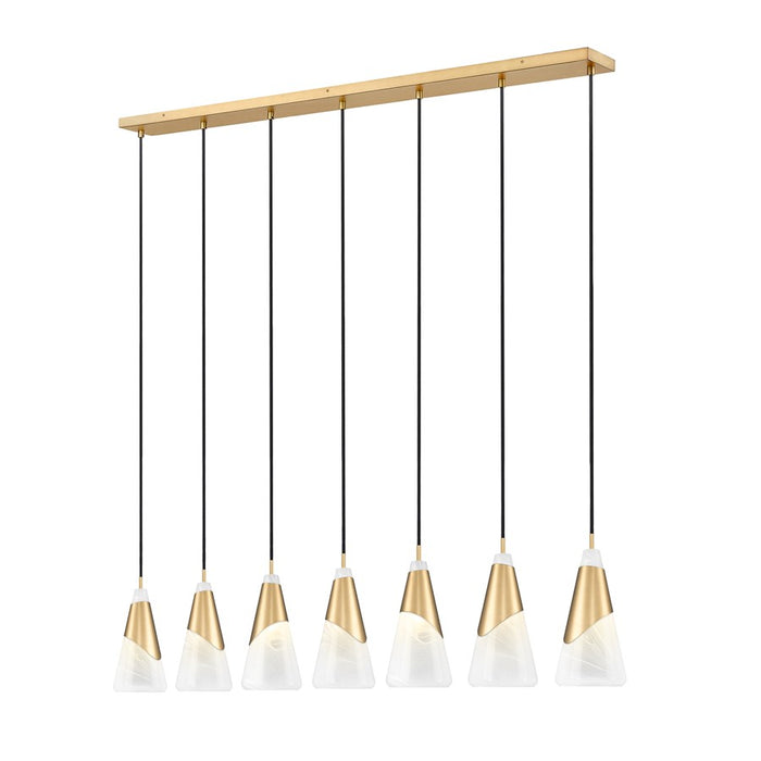 Z-Lite Aimie 7 Light Linear Chandelier, Modern Gold/White Swirl - 828P7-7L-MGLD