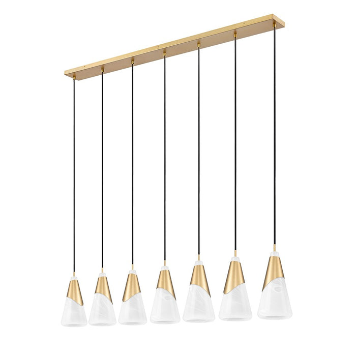 Z-Lite Aimie 7 Light Linear Chandelier, Modern Gold/White Swirl