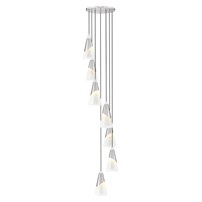 Z-Lite Aimie 7 Light Chandelier, Brushed Nickel/White Swirl - 828P7-7R-BN