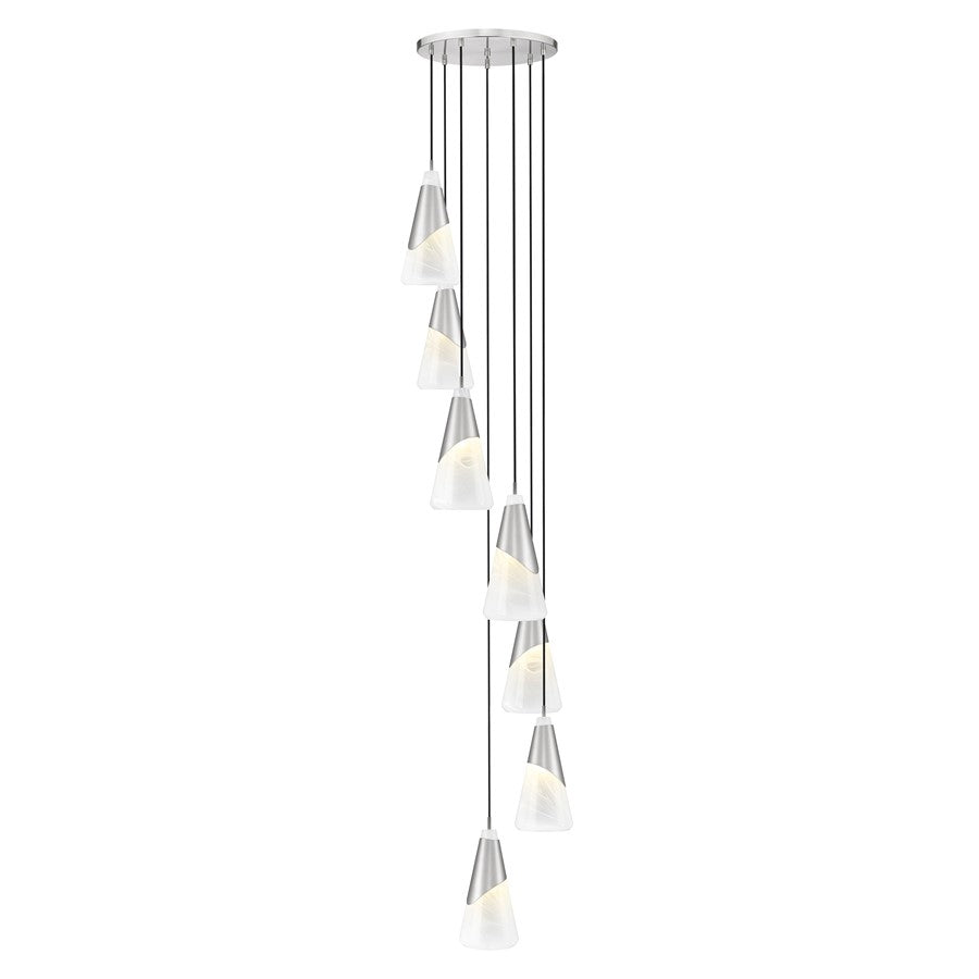 Z-Lite Aimie 7 Light Chandelier, Brushed Nickel/White Swirl - 828P7-7R-BN