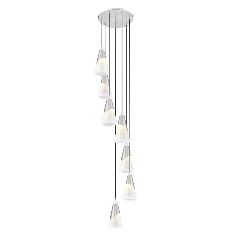 Z-Lite Aimie 7 Light Chandelier, Brushed Nickel/White Swirl