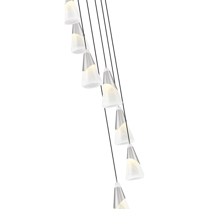 Z-Lite Aimie 7 Light Chandelier, Brushed Nickel/White Swirl