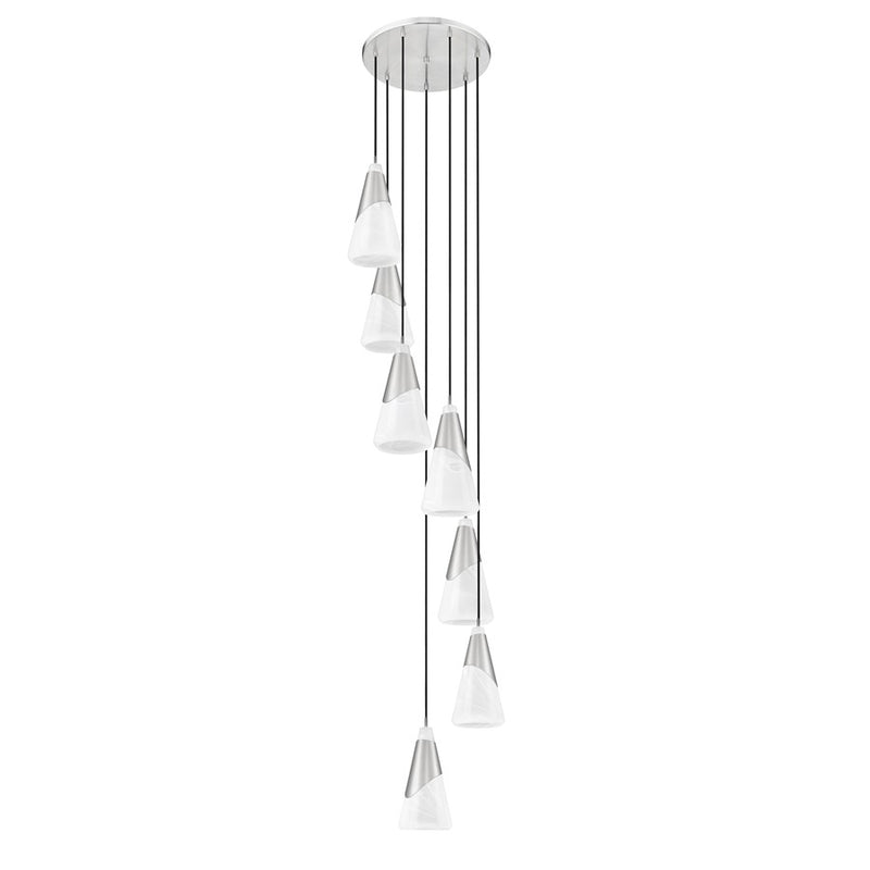 Z-Lite Aimie 7 Light Chandelier, Brushed Nickel/White Swirl