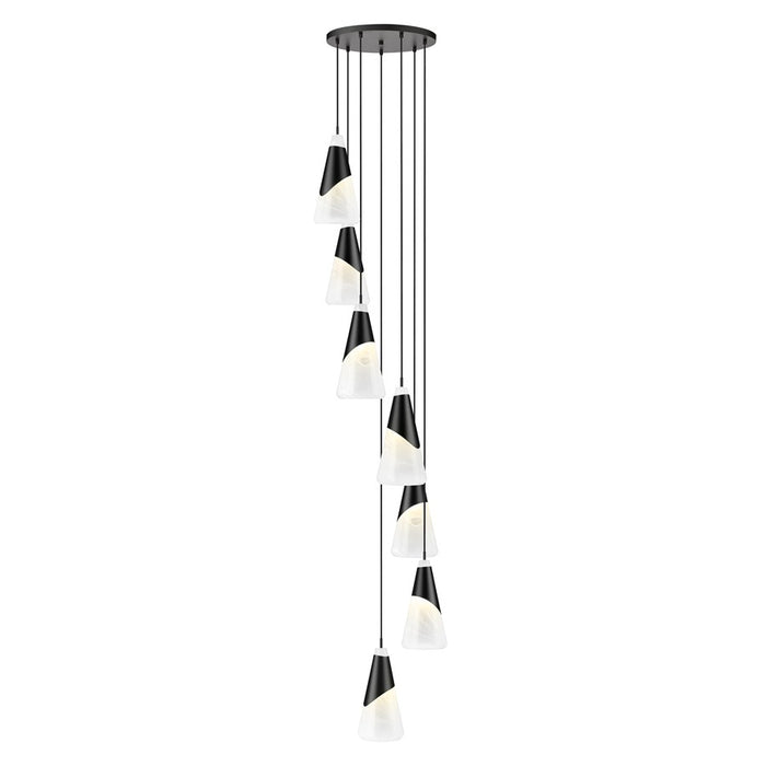 Z-Lite Aimie 7 Light Chandelier, Matte Black/White Swirl - 828P7-7R-MB