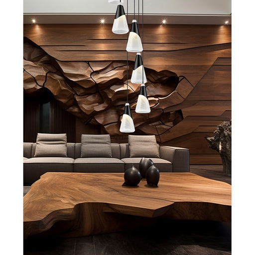 Z-Lite Aimie 7 Light Chandelier, Matte Black/White Swirl