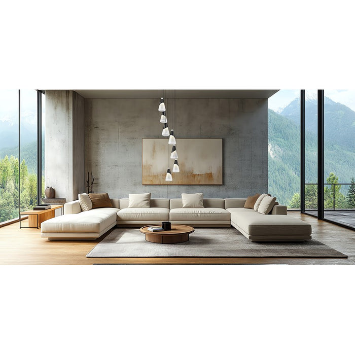 Z-Lite Aimie 7 Light Chandelier, Matte Black/White Swirl