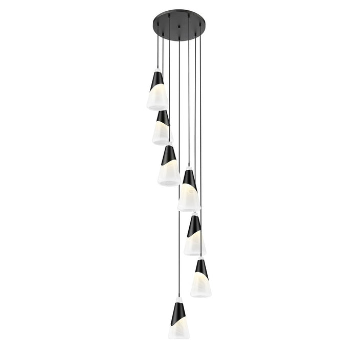Z-Lite Aimie 7 Light Chandelier, Matte Black/White Swirl