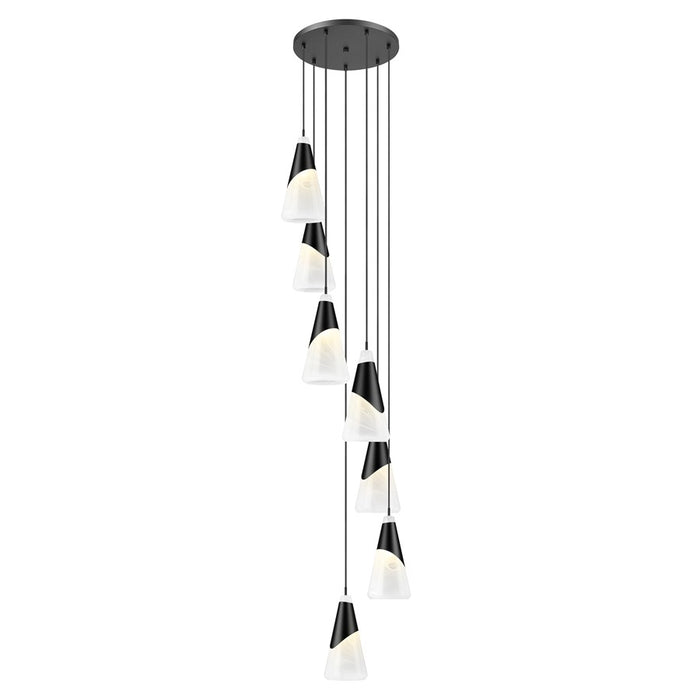 Z-Lite Aimie 7 Light Chandelier, Matte Black/White Swirl