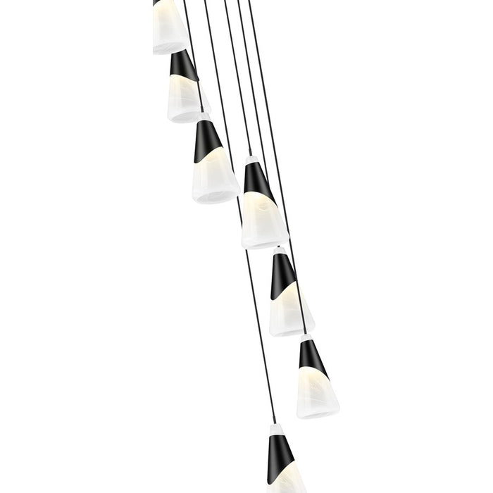 Z-Lite Aimie 7 Light Chandelier, Matte Black/White Swirl