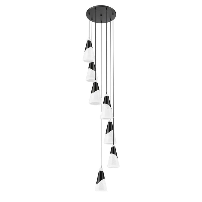 Z-Lite Aimie 7 Light Chandelier, Matte Black/White Swirl