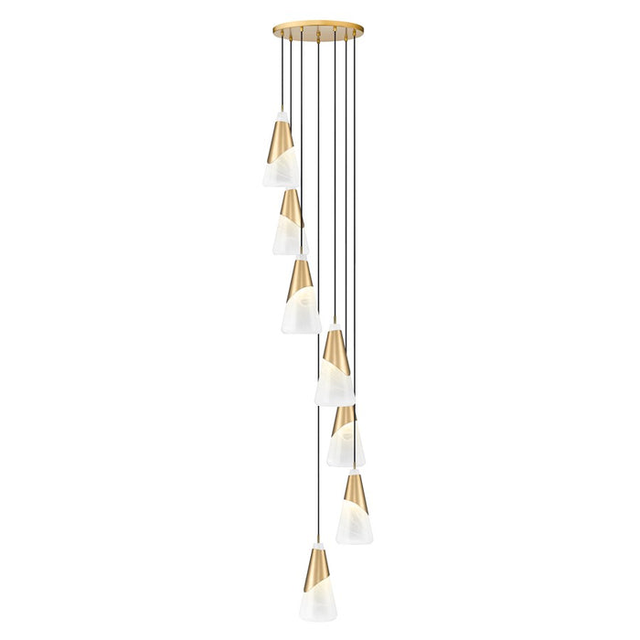 Z-Lite Aimie 7 Light Chandelier, Modern Gold/White Swirl - 828P7-7R-MGLD