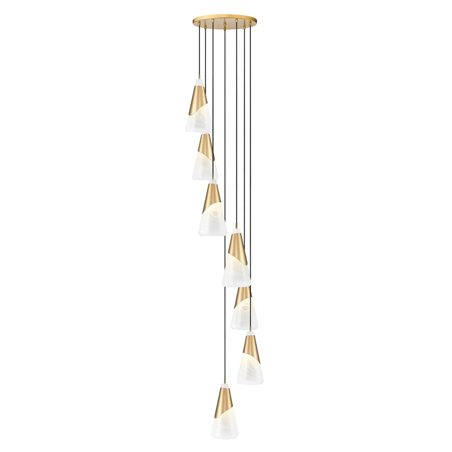 Z-Lite Aimie 7 Light Chandelier, Modern Gold/White Swirl - 828P7-7R-MGLD