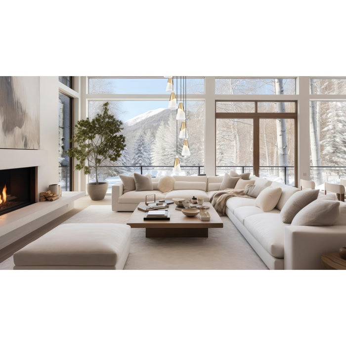 Z-Lite Aimie 7 Light Chandelier, Modern Gold/White Swirl