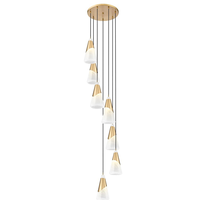 Z-Lite Aimie 7 Light Chandelier, Modern Gold/White Swirl
