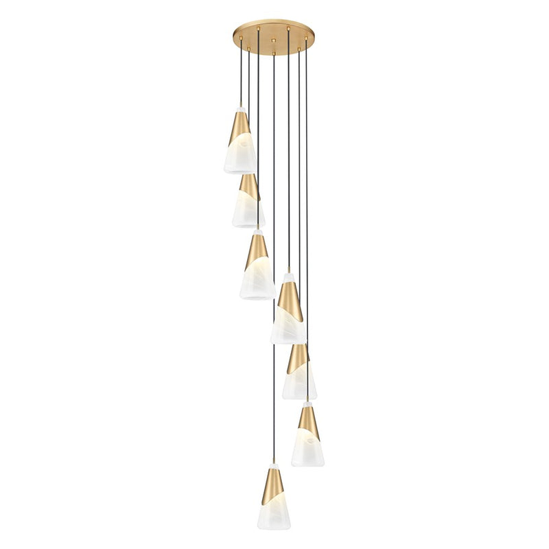 Z-Lite Aimie 7 Light Chandelier, Modern Gold/White Swirl