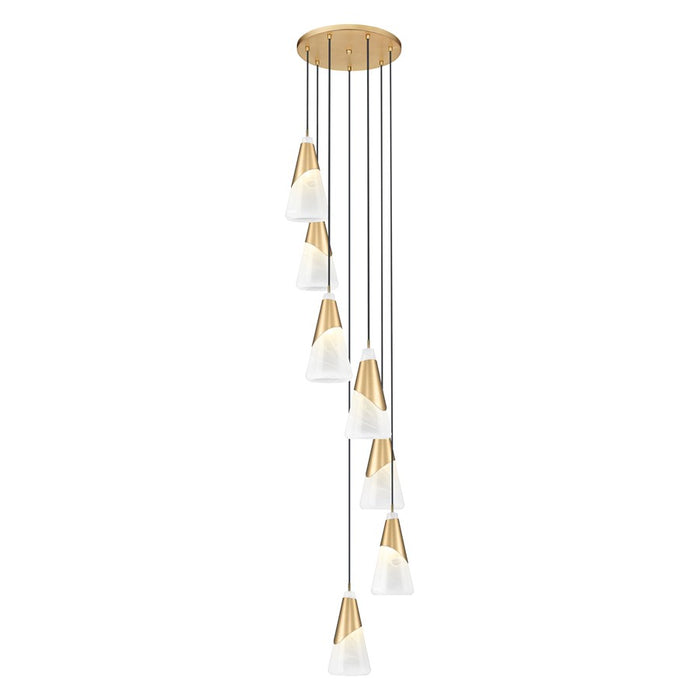 Z-Lite Aimie 7 Light Chandelier, Modern Gold/White Swirl