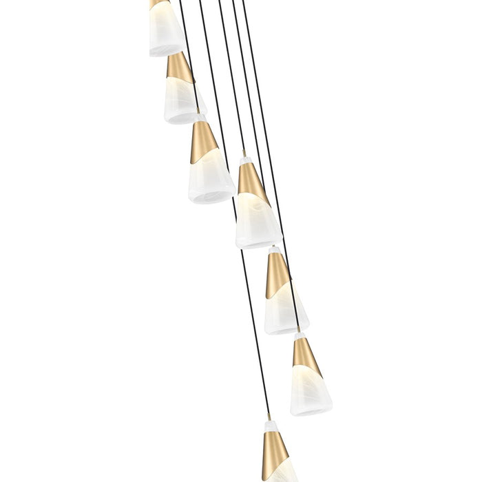 Z-Lite Aimie 7 Light Chandelier, Modern Gold/White Swirl