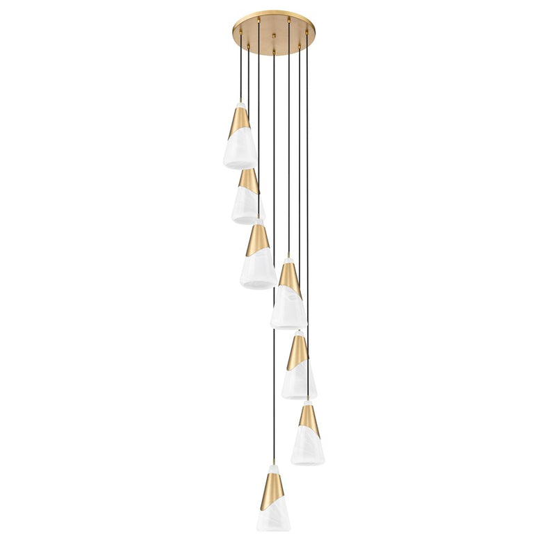 Z-Lite Aimie 7 Light Chandelier, Modern Gold/White Swirl