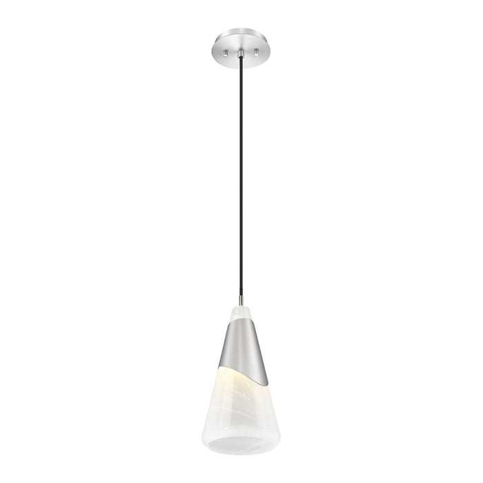 Z-Lite Aimie 1 Light 7" Pendant, Brushed Nickel/White Swirl