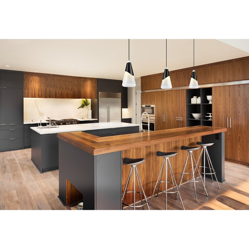 Z-Lite Aimie 1 Light 7" Pendant, Matte Black/White Swirl