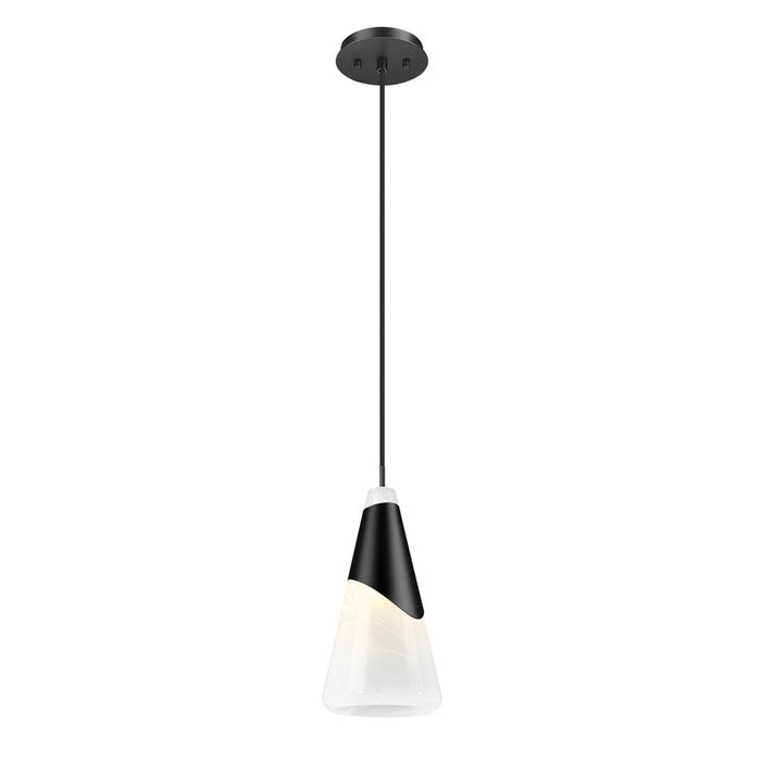 Z-Lite Aimie 1 Light 7" Pendant, Matte Black/White Swirl