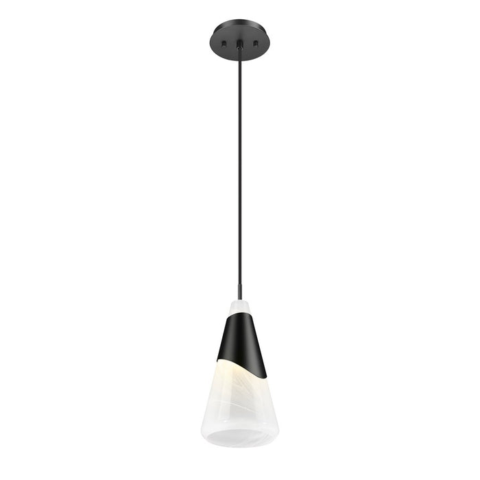 Z-Lite Aimie 1 Light 7" Pendant, Matte Black/White Swirl