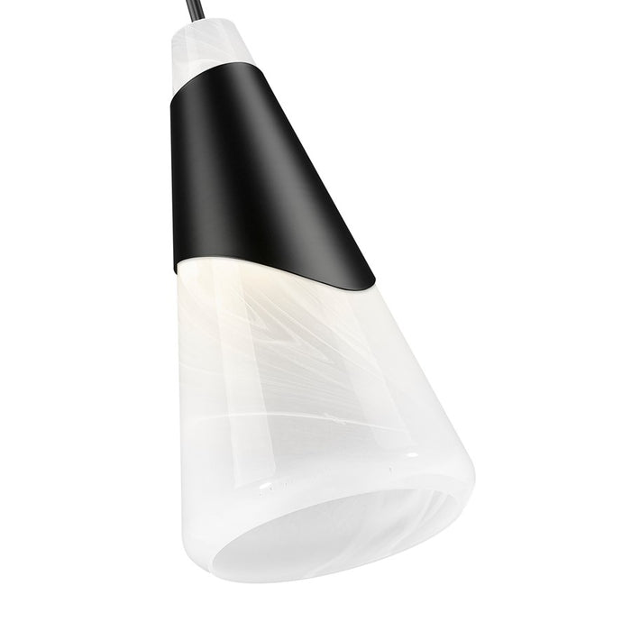 Z-Lite Aimie 1 Light 7" Pendant, Matte Black/White Swirl