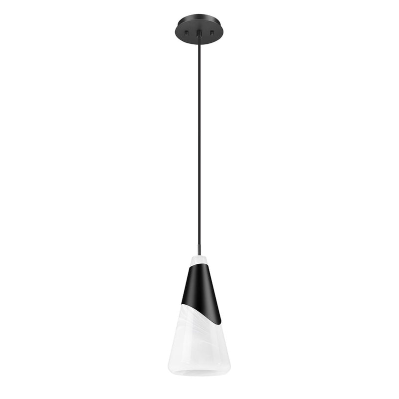Z-Lite Aimie 1 Light 7" Pendant, Matte Black/White Swirl