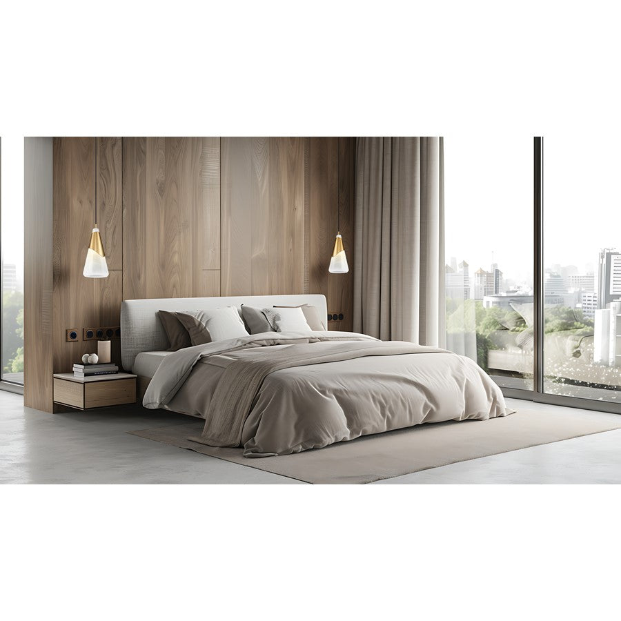 Z-Lite Aimie 1 Light 7" Pendant, Modern Gold/White Swirl