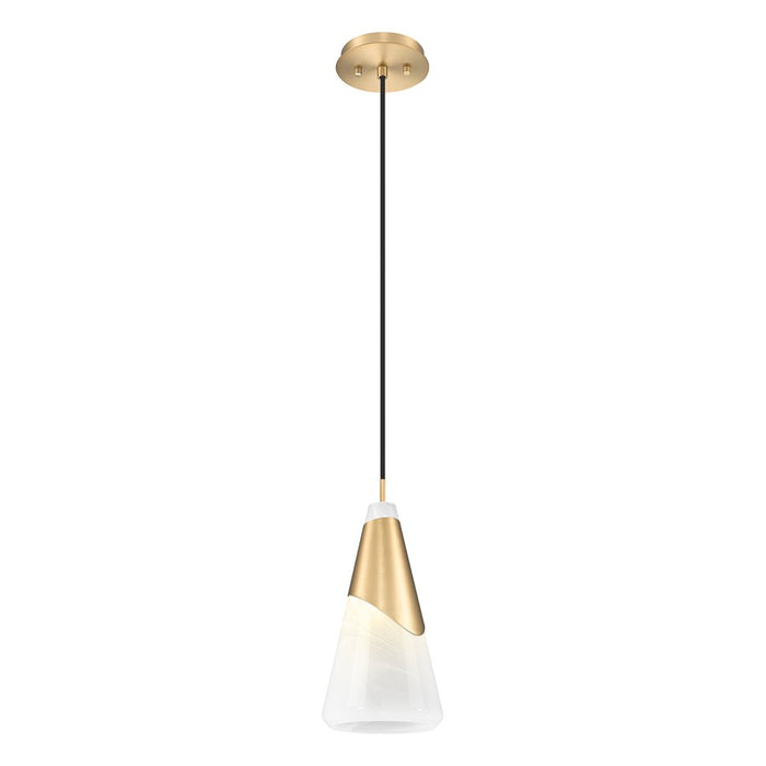 Z-Lite Aimie 1 Light 7" Pendant, Modern Gold/White Swirl