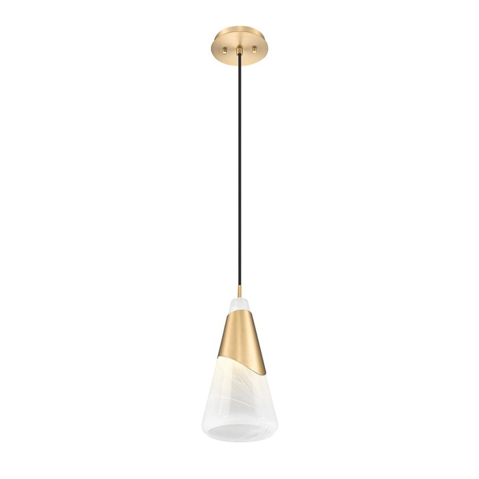 Z-Lite Aimie 1 Light 7" Pendant, Modern Gold/White Swirl