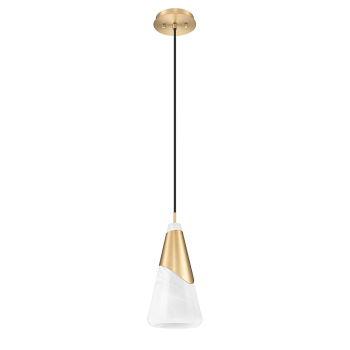 Z-Lite Aimie 1 Light 7" Pendant, Modern Gold/White Swirl