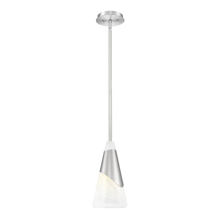 Z-Lite Aimie 1 Light 7" Pendant/Rod, Brushed Nickel/White Swirl - 828P7-ROD-BN