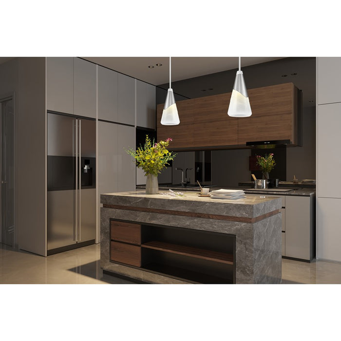 Z-Lite Aimie 1 Light 7" Pendant/Rod, Brushed Nickel/White Swirl