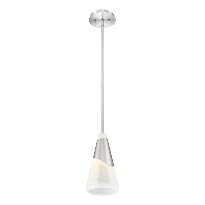 Z-Lite Aimie 1 Light 7" Pendant/Rod, Brushed Nickel/White Swirl