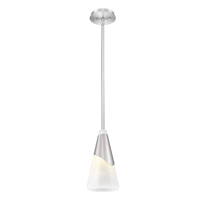 Z-Lite Aimie 1 Light 7" Pendant/Rod, Brushed Nickel/White Swirl