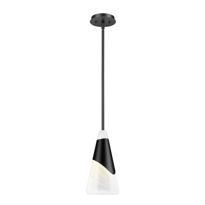 Z-Lite Aimie 1 Light 7" Pendant/Rod, Matte Black/White Swirl - 828P7-ROD-MB