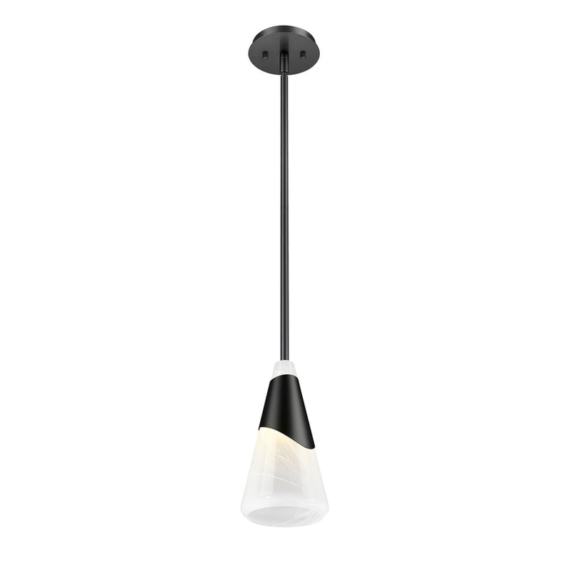 Z-Lite Aimie 1 Light 7" Pendant/Rod, Matte Black/White Swirl