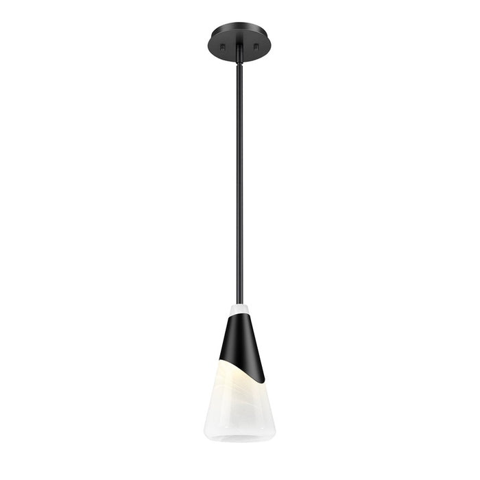 Z-Lite Aimie 1 Light 7" Pendant/Rod, Matte Black/White Swirl