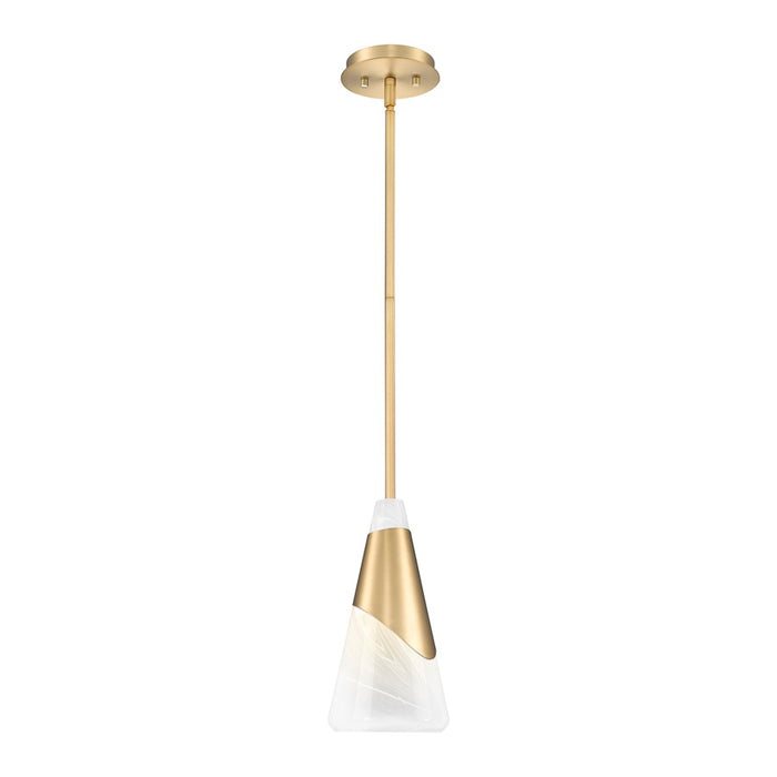Z-Lite Aimie 1 Light 7" Pendant/Rod, Modern Gold/White Swirl - 828P7-ROD-MGLD