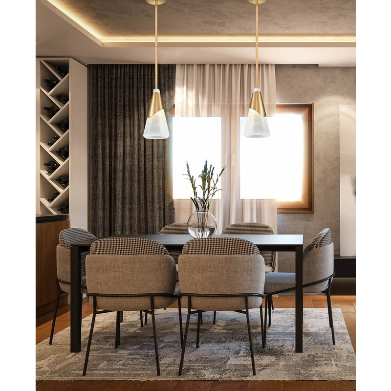 Z-Lite Aimie 1 Light 7" Pendant/Rod, Modern Gold/White Swirl