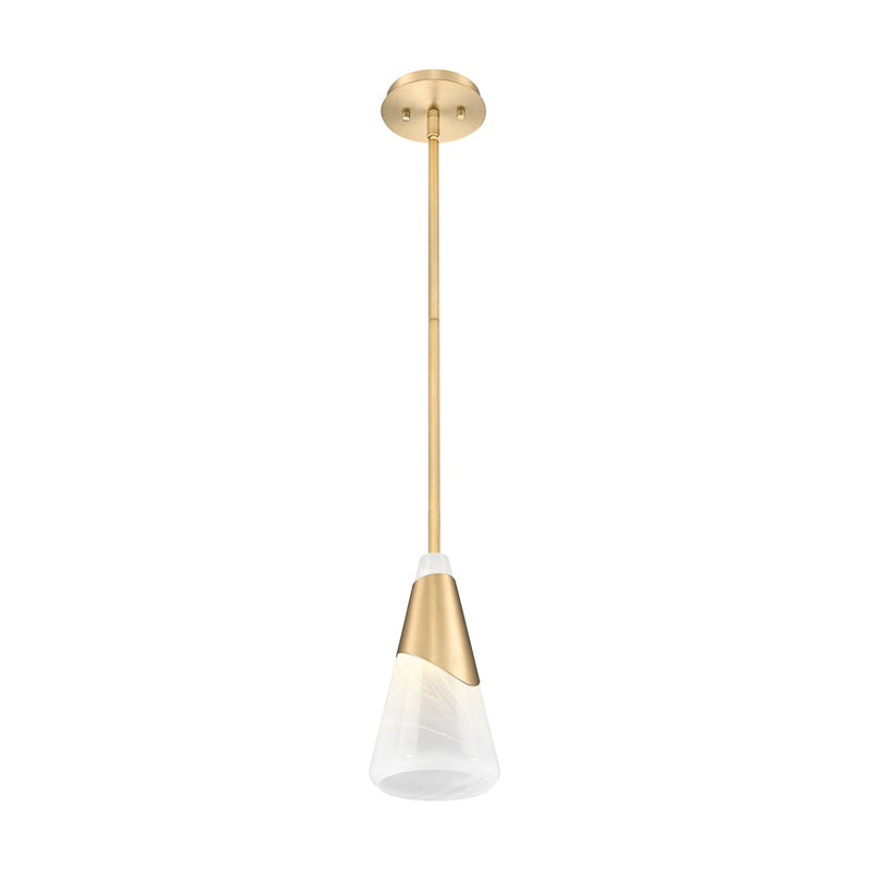 Z-Lite Aimie 1 Light 7" Pendant/Rod, Modern Gold/White Swirl