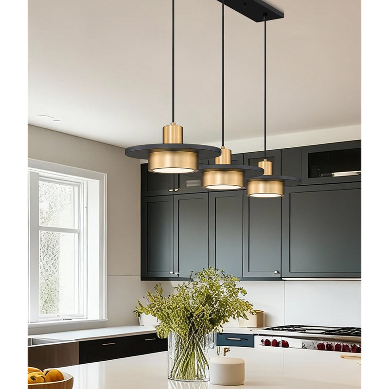 Z-Lite Ludo 3Lt Linear Chandelier, Black/Gold/Frosted