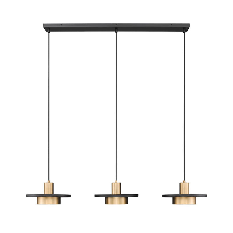 Z-Lite Ludo 3Lt Linear Chandelier, Black/Gold/Frosted