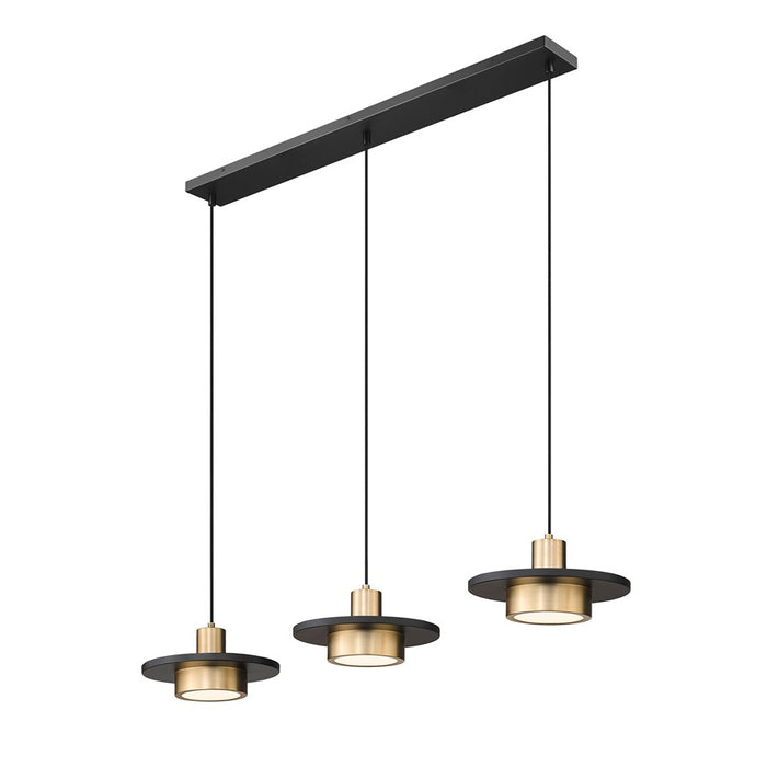 Z-Lite Ludo 3Lt Linear Chandelier, Black/Gold/Frosted