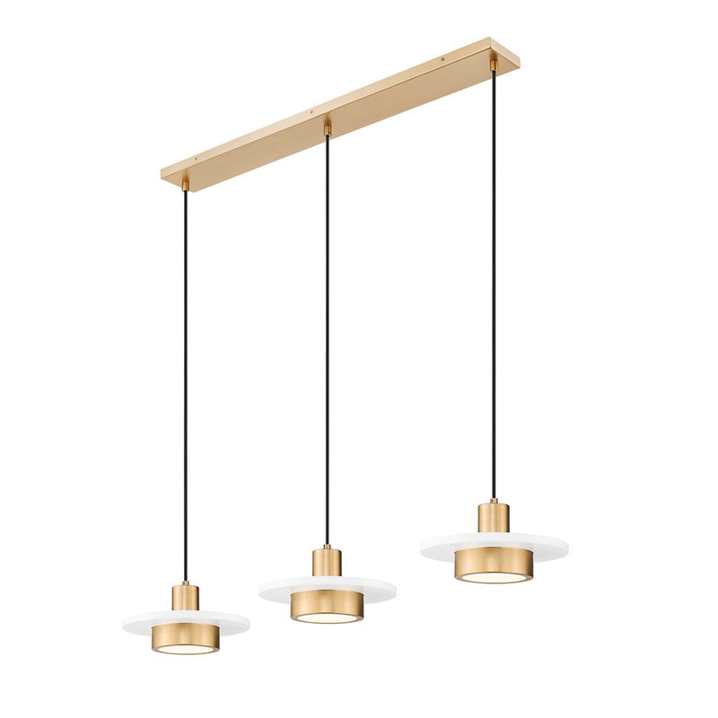 Z-Lite Ludo 3Lt Linear Chandelier, White/Gold/Frosted