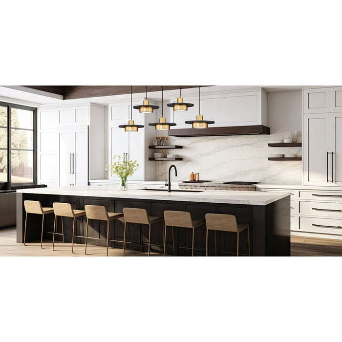 Z-Lite Ludo 5Lt Linear Chandelier, Black/Gold/Frosted